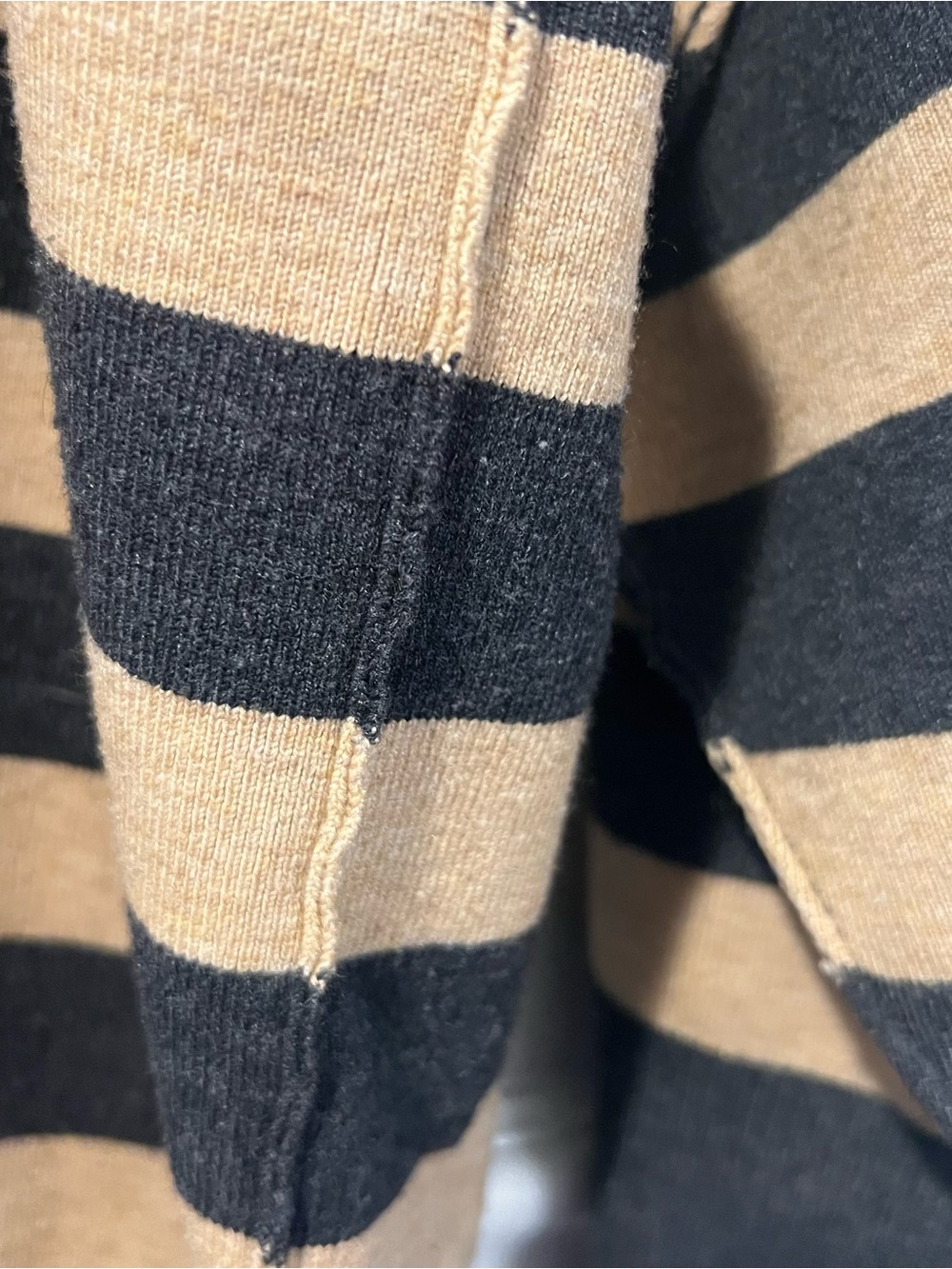 Free People 1/4 zip Black and Tan Coastal stripe pullover sweater size X small - Picture 7 of 13